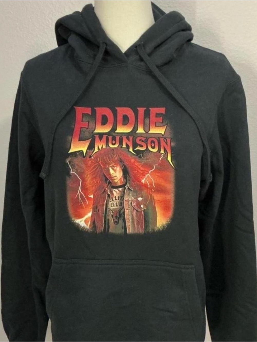 Eddie Munson Black Graphic Hoodie Sweatshirt